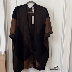 Chico's Black and Brown Knit Poncho